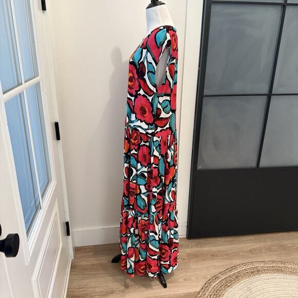 Anthropologie Corey Lynn Calter Tiered Short Sleeve Dress Size Medium Floral - Picture 10 of 16